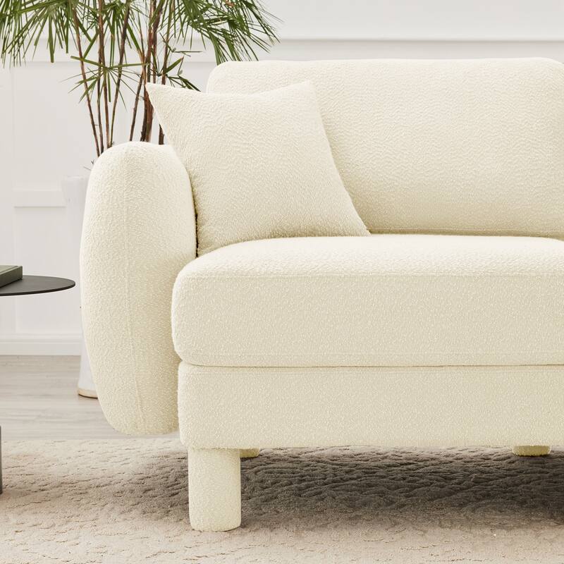 2-seater Loveseat Sofa Couch With Distinctive Shell-shaped Armrests And Removable Ottoman