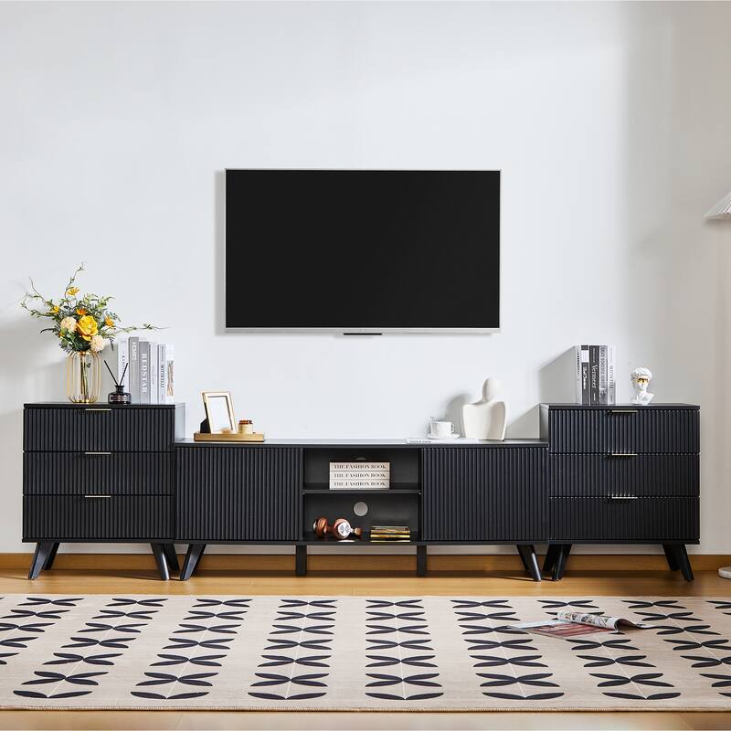 58Inch Wooden TV stand With Storage for TV up to 65Inch