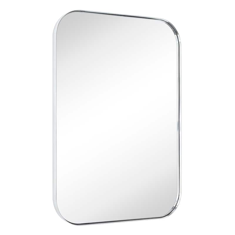 TEHOME Mid-Century Modern Chic Metal Rounded Wall Mirrors - 22'' x 30'' - Chrome