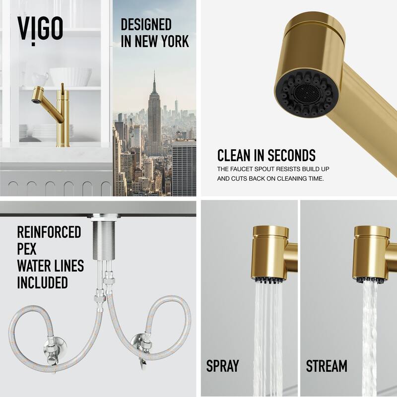 VIGO Branson 9" H Single Handle Pull-Out Sprayer Kitchen Faucet