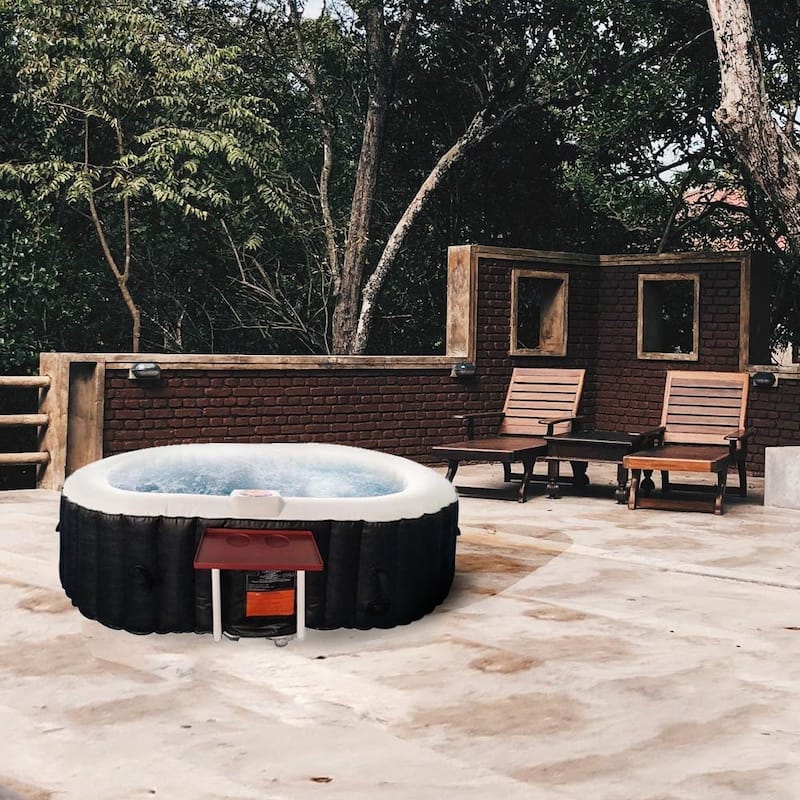 ALEKO Inflatable Hot Tub With Drink Tray and Cover 2 prs Black White