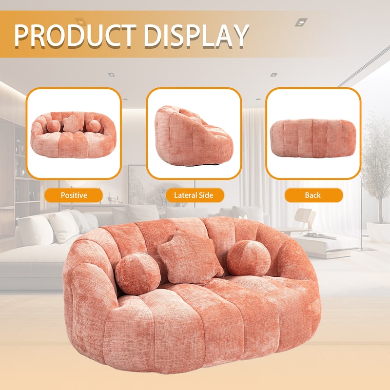 Chenille Upholstered Durable Comfort Lounger Bean Bag Lazy Sofa