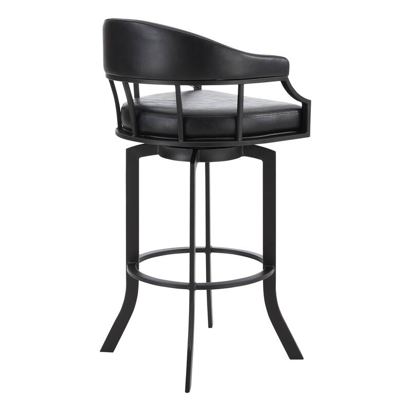 Pharaoh Black Faux Leather and Metal Swivel Bar/Counter Stool
