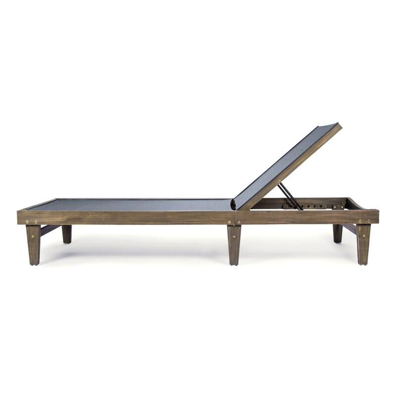 Outdoor Patio Reclining Chair with Mesh Seat, Poolside Chaise Lounge with 5-Position Adjustable Backrest