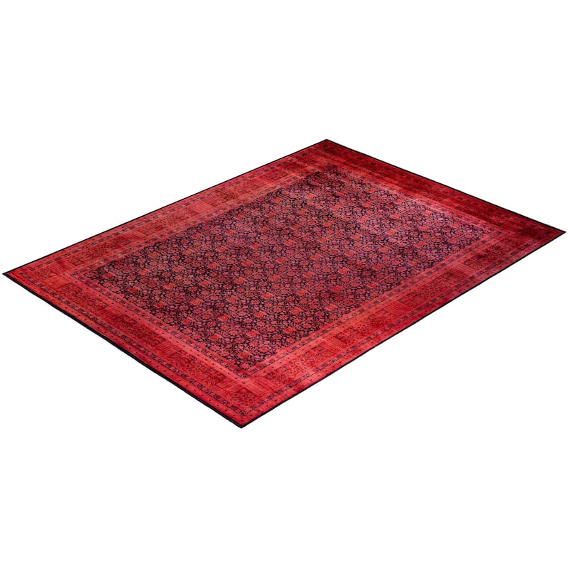 Overton Hand Knotted Wool Vintage Inspired Modern Contemporary Overdyed Red Area Rug - 10' 3" x 14' 0"