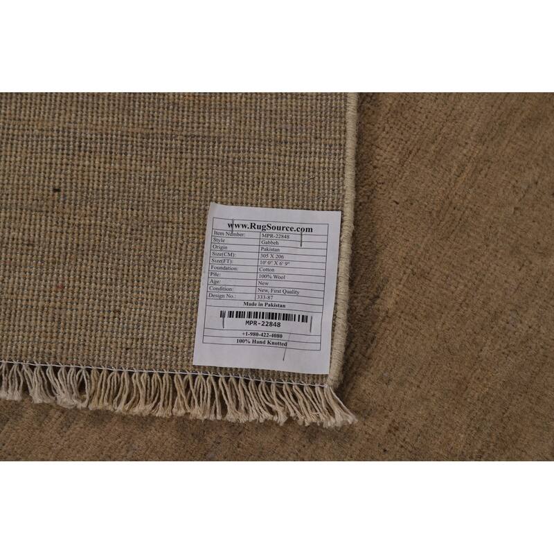 Brown Solid Gabbeh Oriental Area Rug Handmade Wool Carpet - 6'9" x 10'0"