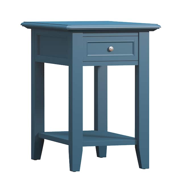 Copper Grove Poppy 1-drawer Side Table with Charging Station - Blue Steel