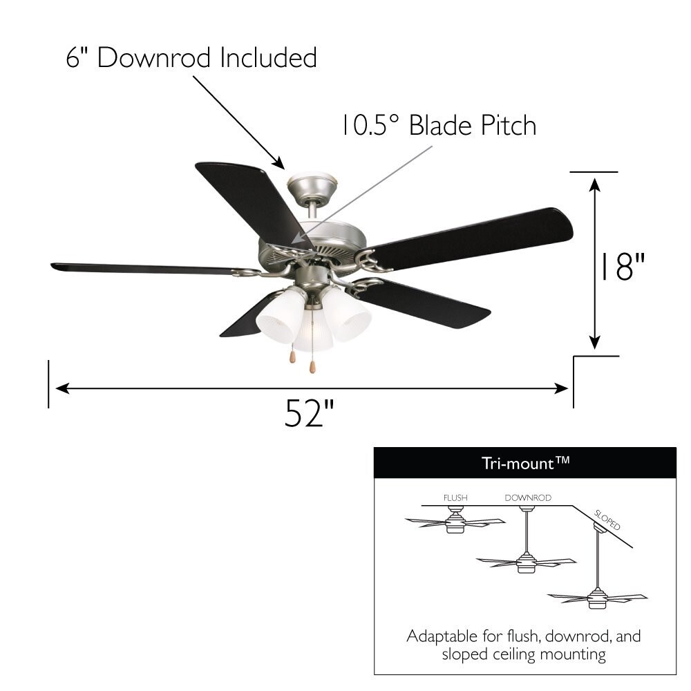 Millbridge 52-Inch LED Satin Nickel Ceiling Fan in Satin Nickel
