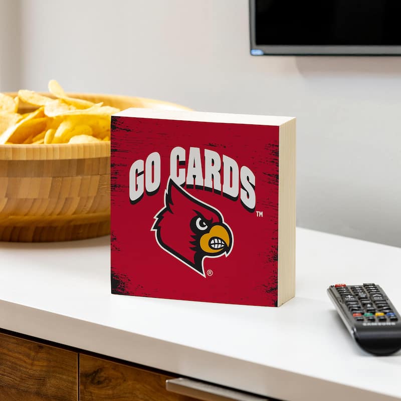 University of Louisville Wooden Tabletop Mantel Shelf Sign - 6" x 6"