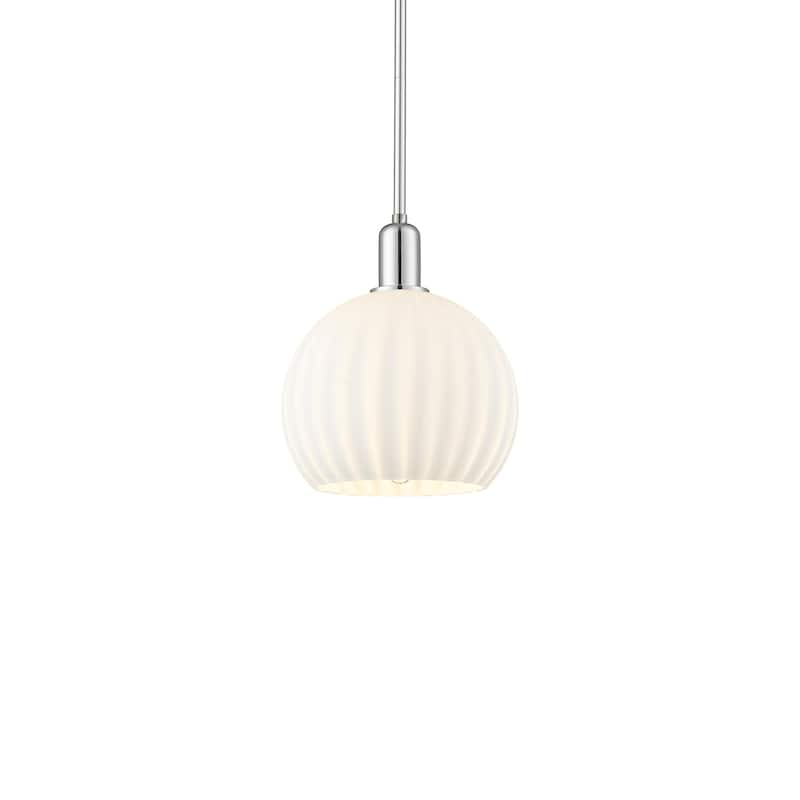 Innovations Lighting 716-1S-13-10 White Venetian Pendant White - Polished Chrome / White Venetian