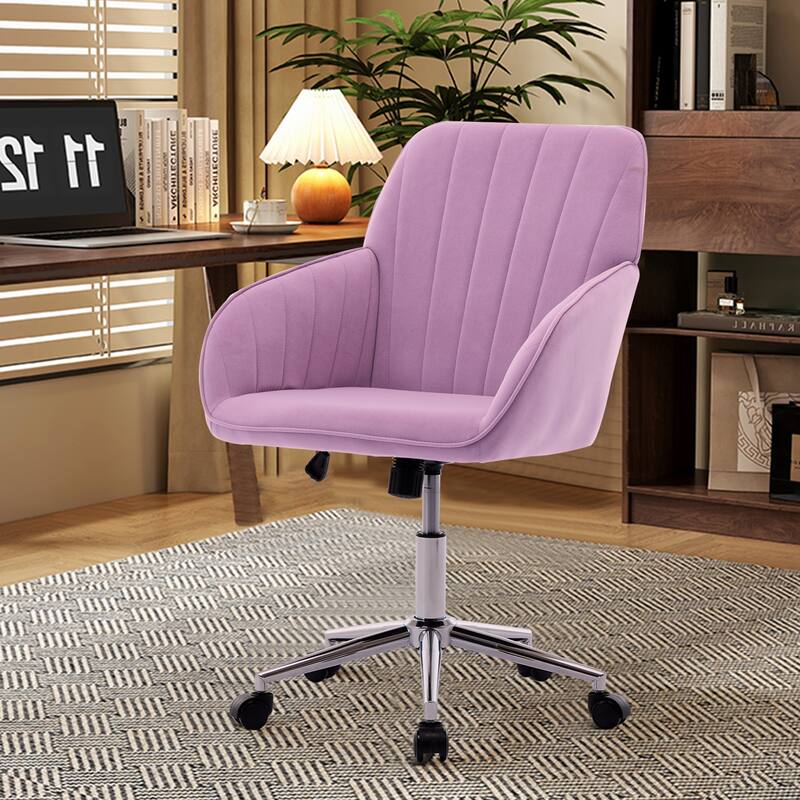 Ergonomic Adjustable Office Chair with Lumbar Support, Swivel Design, and Memory Foam Cushion - Purple