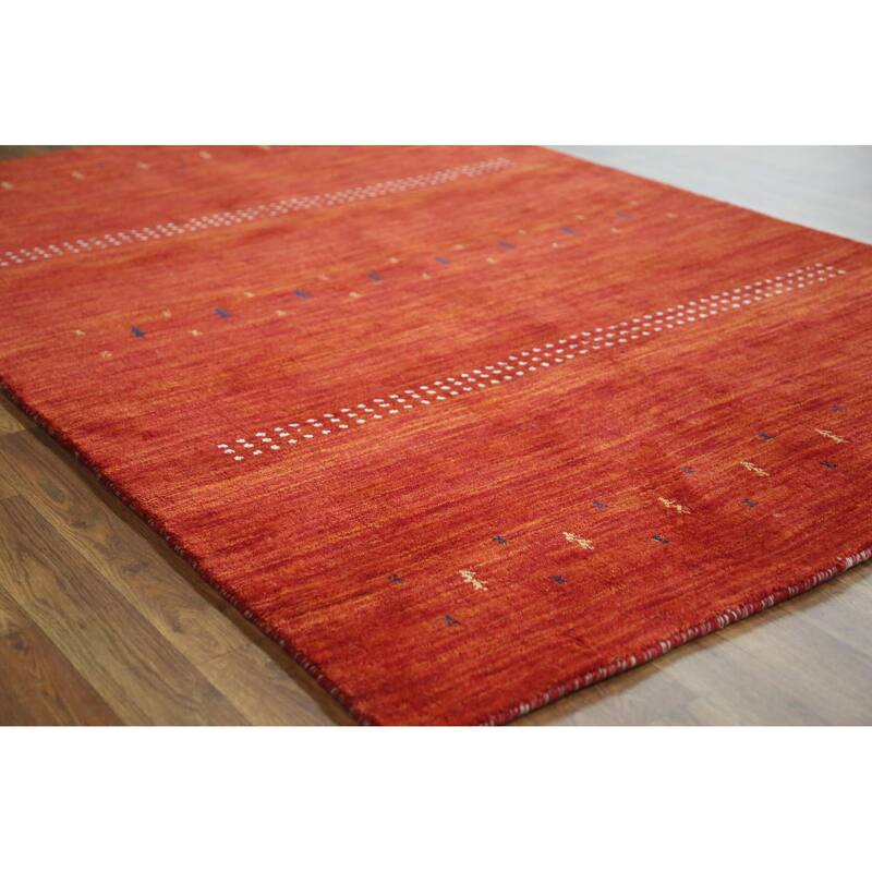Gabbeh Indian Rug Handmade Orange Tribal Wool Carpet - 4'5" x 6'5" - 4'5" x 6'5" - Orange