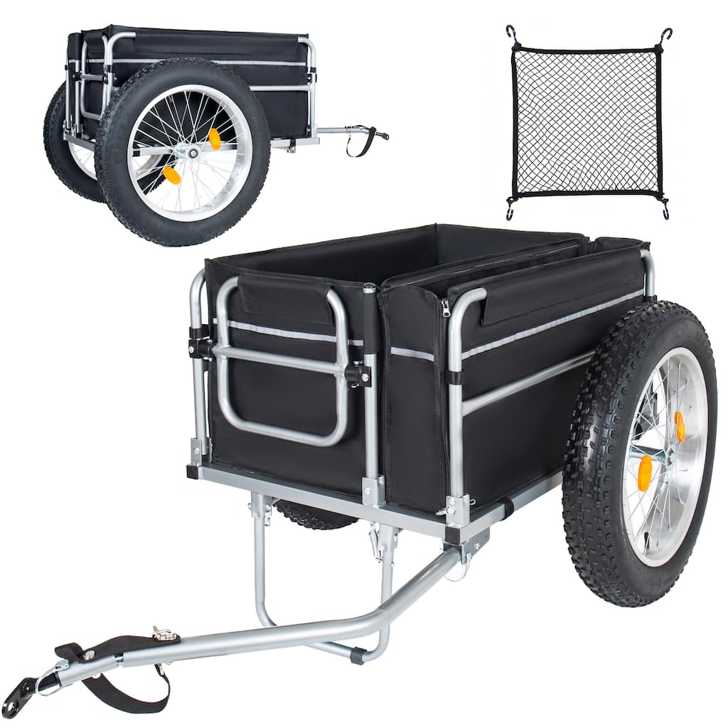 23"x4.0 Fat Tires Bike Cargo Trailer, 150LBS Load Capacity Heavy-Duty Bicycle Wagon Cart, Foldable Compact Storage