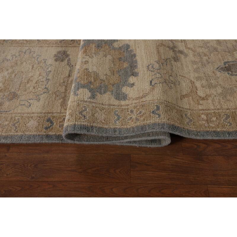 Gray Vegetable Dye Oushak Turkish Area Rug Hand-Knotted Wool Carpet - 8'9"x 11'9"