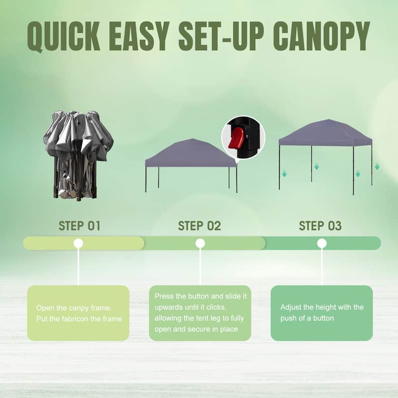 10x10 Pop Up Canopy - Beach Tent with One Push Setup - Easy Outdoor Sun Shade for Events,Parties,Camping With Silver Coated Top