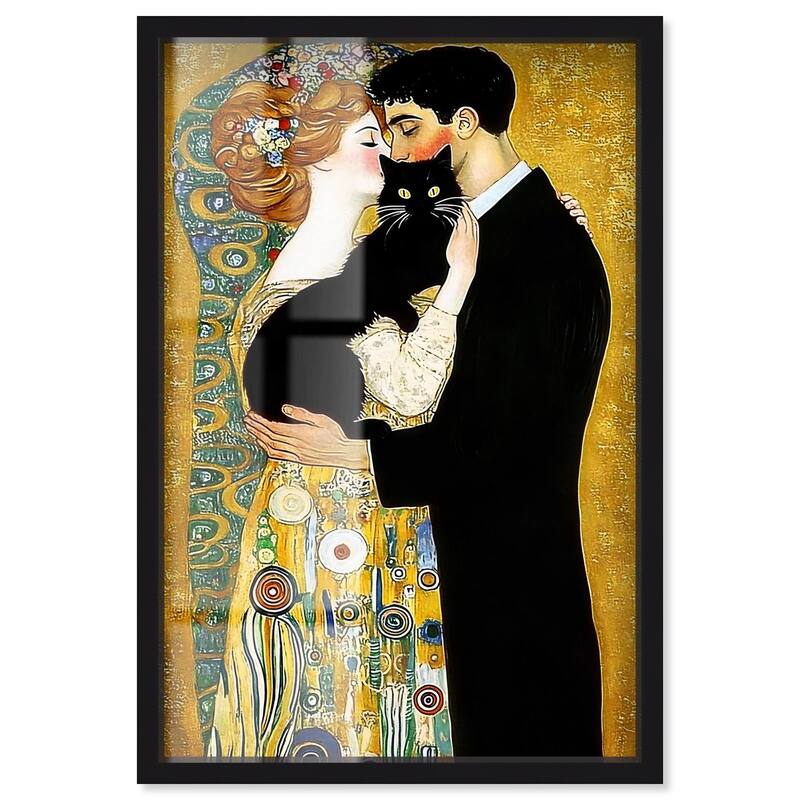 Kiss with Cat Shadowbox by Art Remedy - Black - 10" x 15"