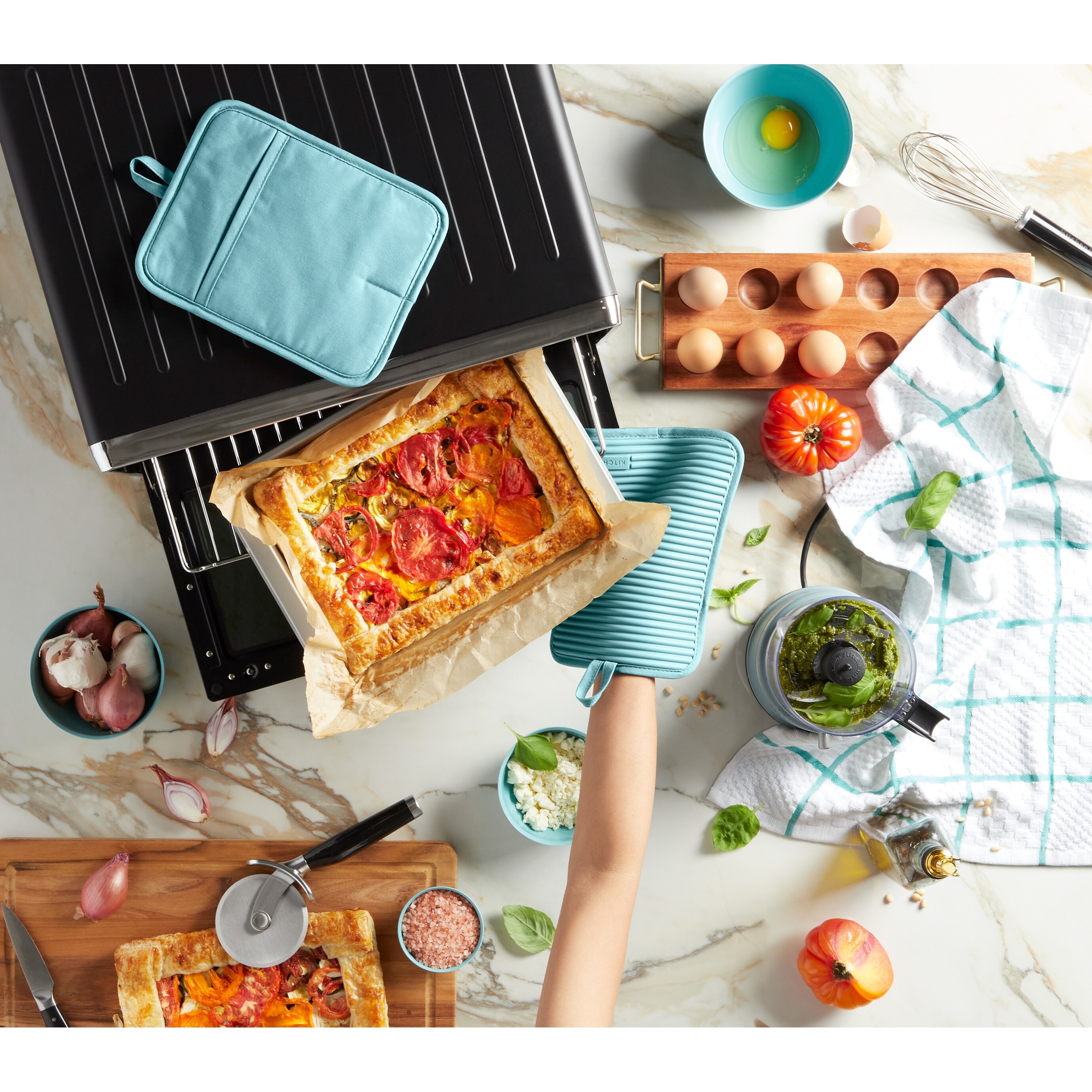 KitchenAid 7x9 Ribbed Silicone Pot Holder 2-Pack Set for Heat Protection-image