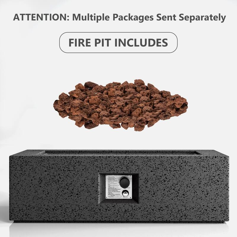 COSIEST 42'' Outdoor Rectangle Propane Fire Pit Table, 50000BTU - 42"*17"*13"