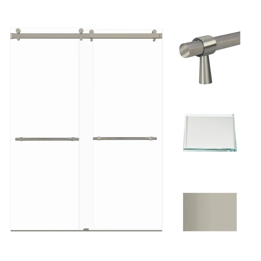 Brooklyn 60 in. W x 80 in. H Sliding Frameless Shower Door with Low Iron Glass Glass - 58-60-in W x 80-in H
