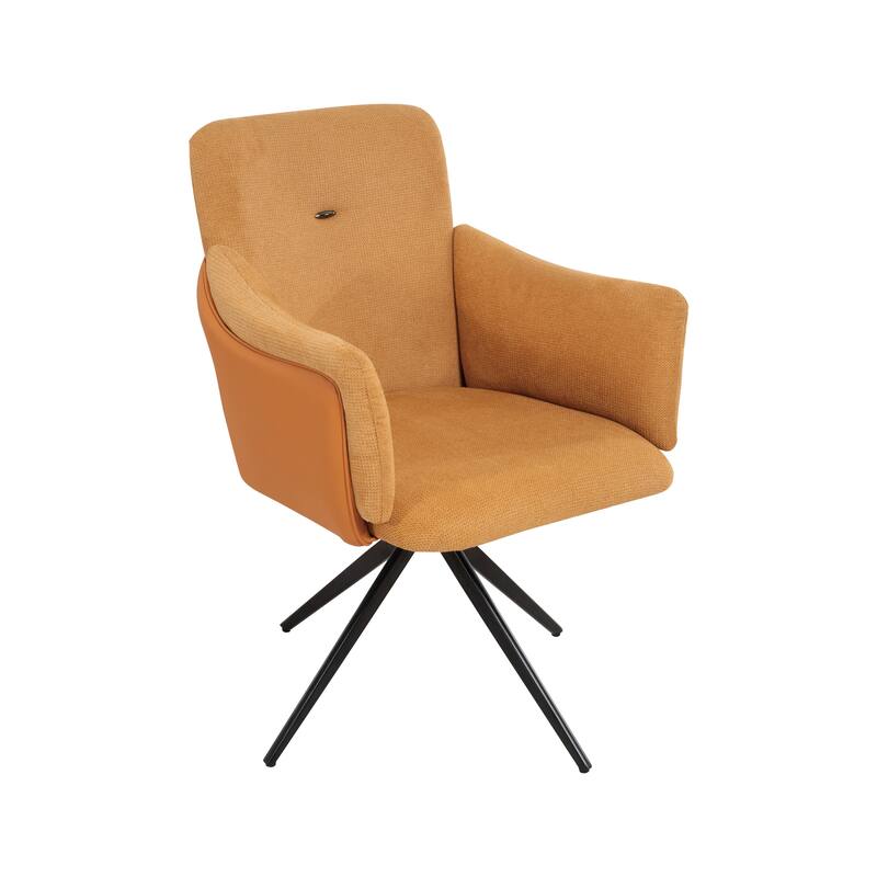 360° Swivel Home Office Desk Chairs Set of 2,Dining Chairs with Arm, Upholstered Bedroom Chairs with Metal Base,Makeup Chair