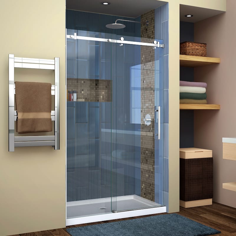 DreamLine Enigma Air 44-48 in. W x 76 in. H Frameless Sliding Shower Door - 44" - 48" W - Polished Stainless Finish