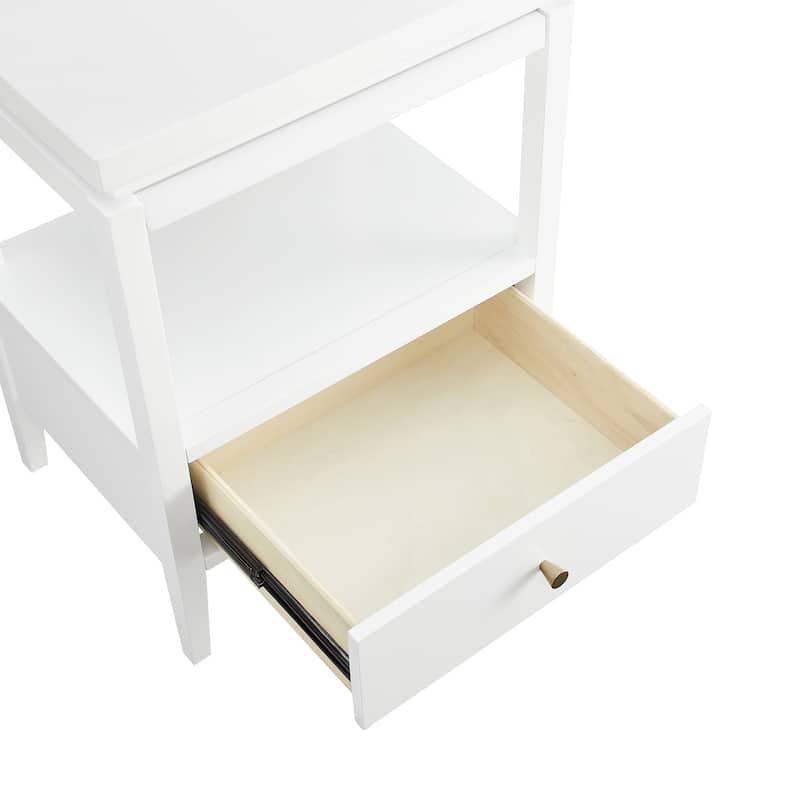 Modern Nightstand with Drawer and Floating Shelf Tapered Legs Design