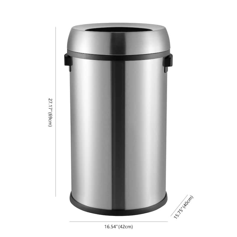 happimess Chuck Kitchen/Office 17.2-Gallon Open-Top Trash Can, Chrome