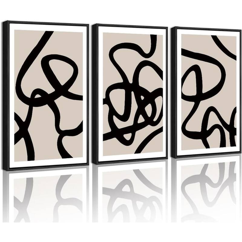 Black Lines Abstract Wall Art Ink Wash Minimalist - 11 x 14 - Black