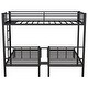 preview thumbnail 9 of 11, Black Twin XL over Twin Metal Triple Bunk Bed with Fence and Ladder