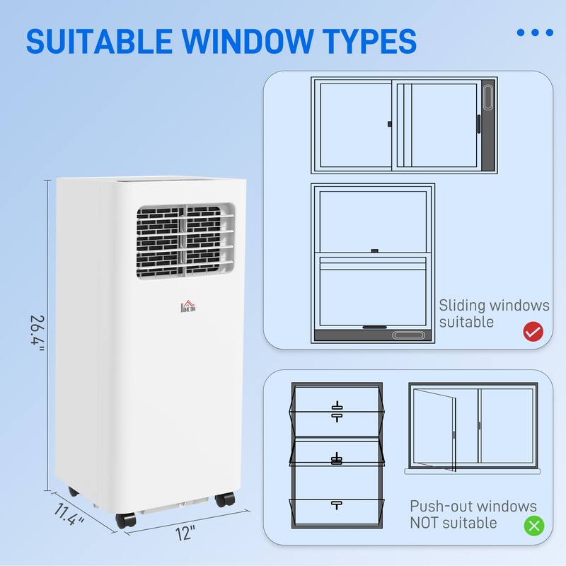 8000 BTU Portable Air Conditioner with Dehumidifier, 3-in-1 Room AC for Up to 345 Sq Ft, Remote, Timer