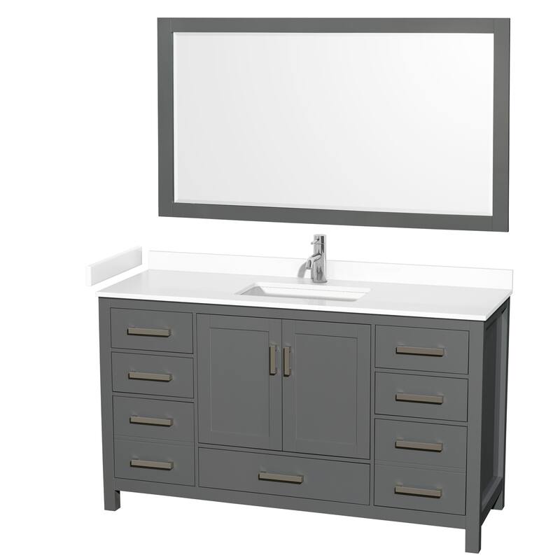 Sheffield Bathroom Vanity Set, Cultured Top, 58-Inch Mirror