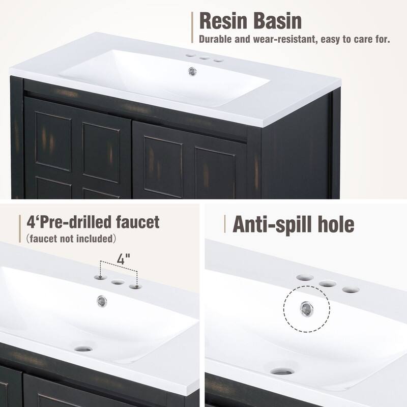 24''/36" Bathroom Vanity Organizer with Sink,Combo Cabinet Set，Bathroom Storage Cabinet