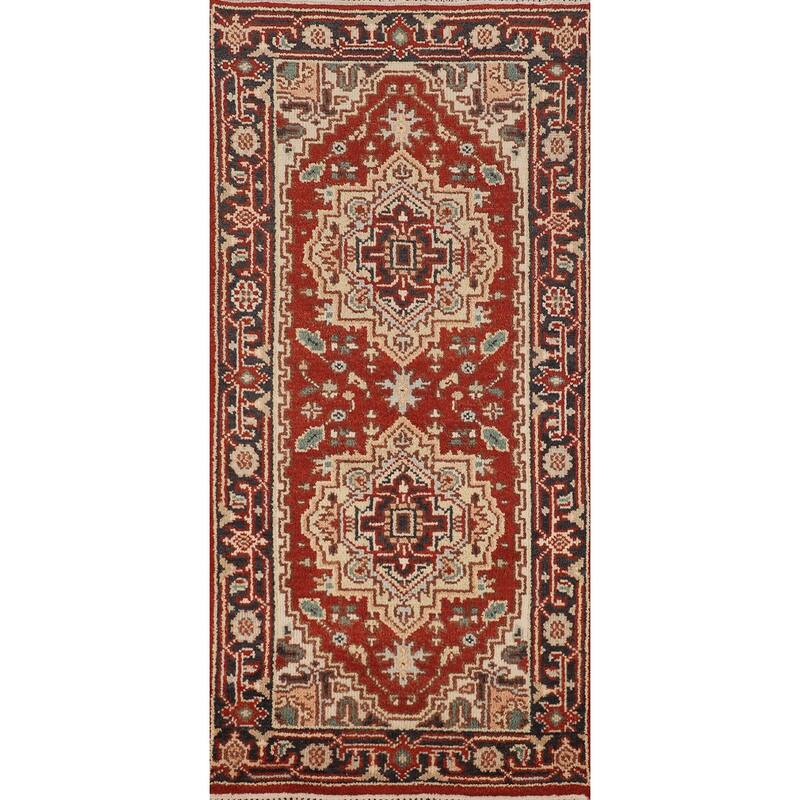 Geometric Heriz Serapi Oriental Foyer Rug Handmade Wool Carpet - 2'6"x 5'9"