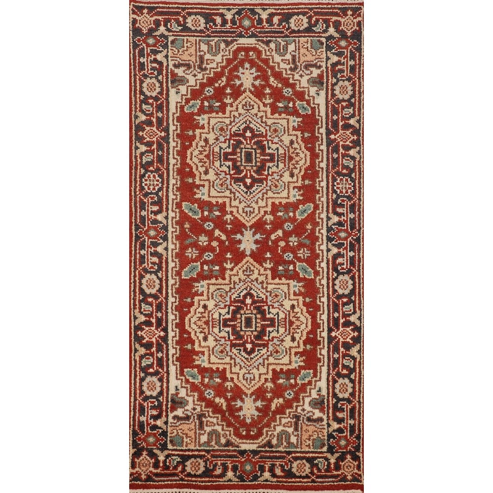 Geometric Heriz Serapi Oriental Foyer Rug Handmade Wool Carpet - 2'6"x 5'9"