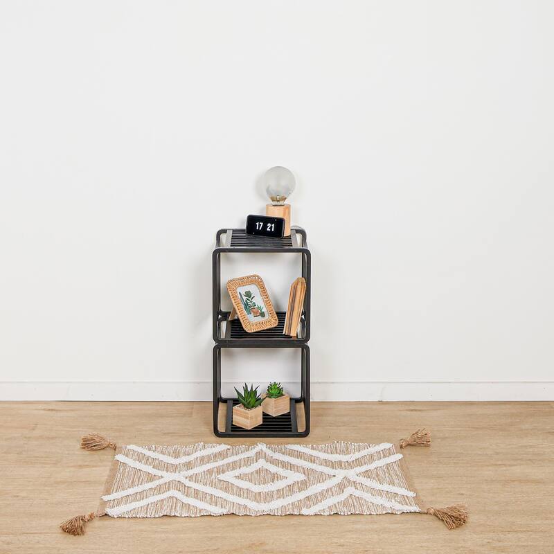 Smart Kube Bamboo Cube Storage, 13" Stackable Shelf Organizer - 26"L x 13"W x 13"H - Black