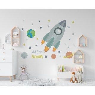 Large Name Rocket Wall Decal Planet Wall Sticker - Bed Bath & Beyond ...