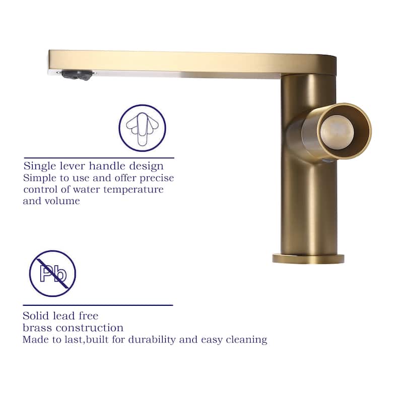 5.24''H Single Hole Bathroom Basin Faucet Single Handle in Black / Gold