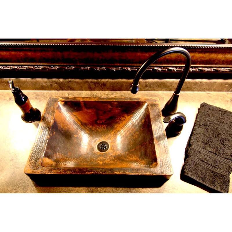 Miseno Artisan 20" Rectangular Copper Drop In Bathroom Sink