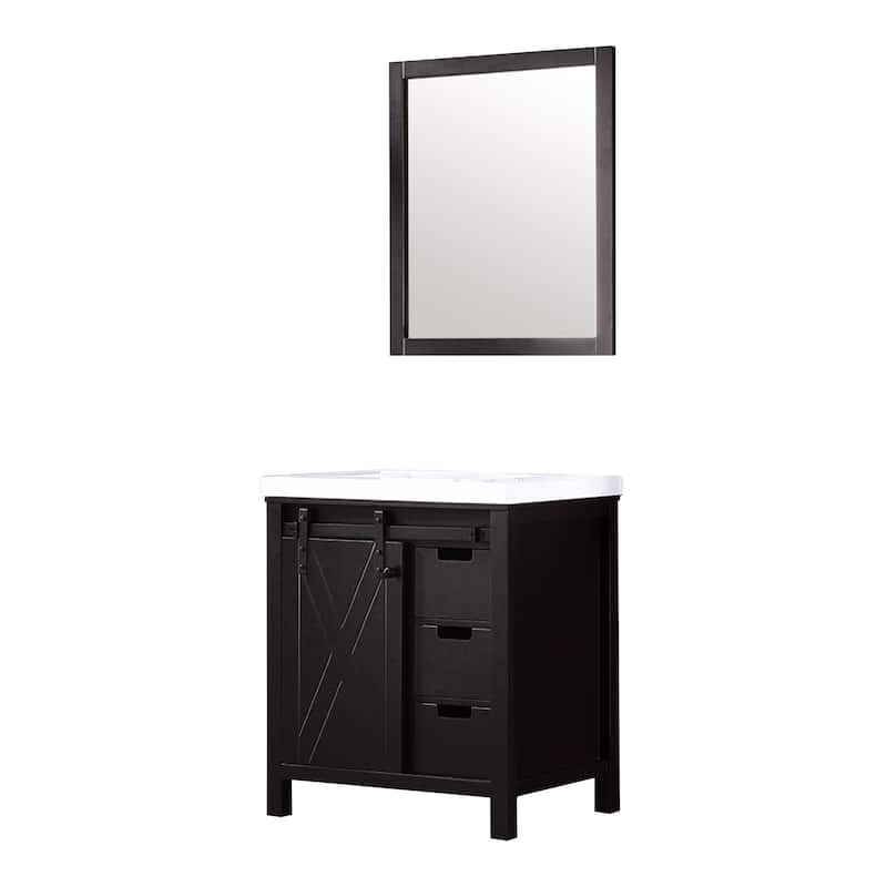Marsyas 30 in W x 22 in D Ash Grey Bath Vanity, White Quartz Countertop and 28 in Mirror