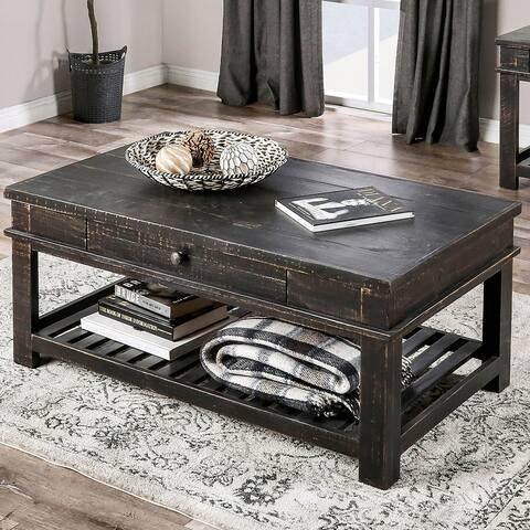Furniture of America Rhodesa Rustic 48-in Open-Shelf Coffee Table