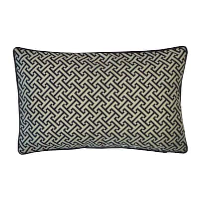 Jiti Outdoor Waterproof Sunbrella Mid-Century Modern Geometric Maze Patterned Lumbar Pillows Cushions for Pool Patio Chair
