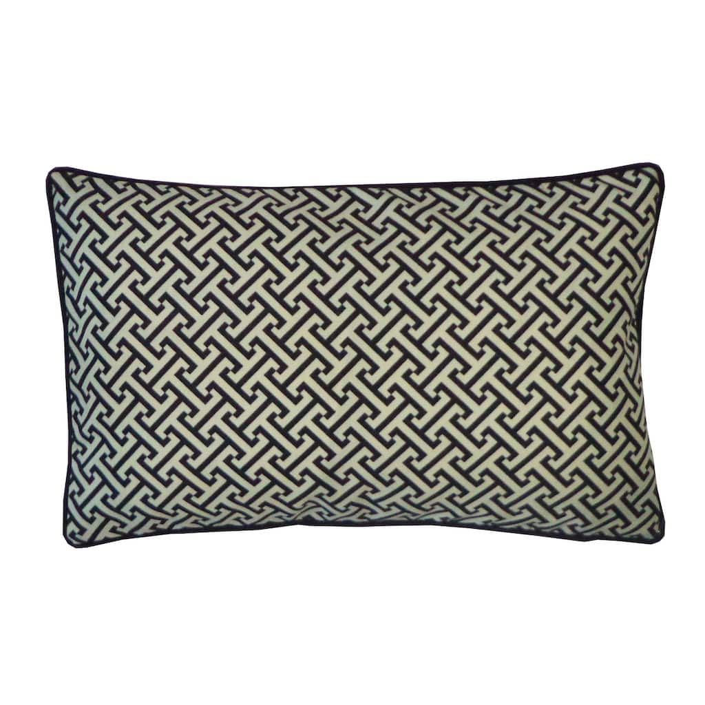 Jiti Outdoor Waterproof Sunbrella Mid-Century Modern Geometric Maze Patterned Lumbar Pillows Cushions for Pool Patio Chair