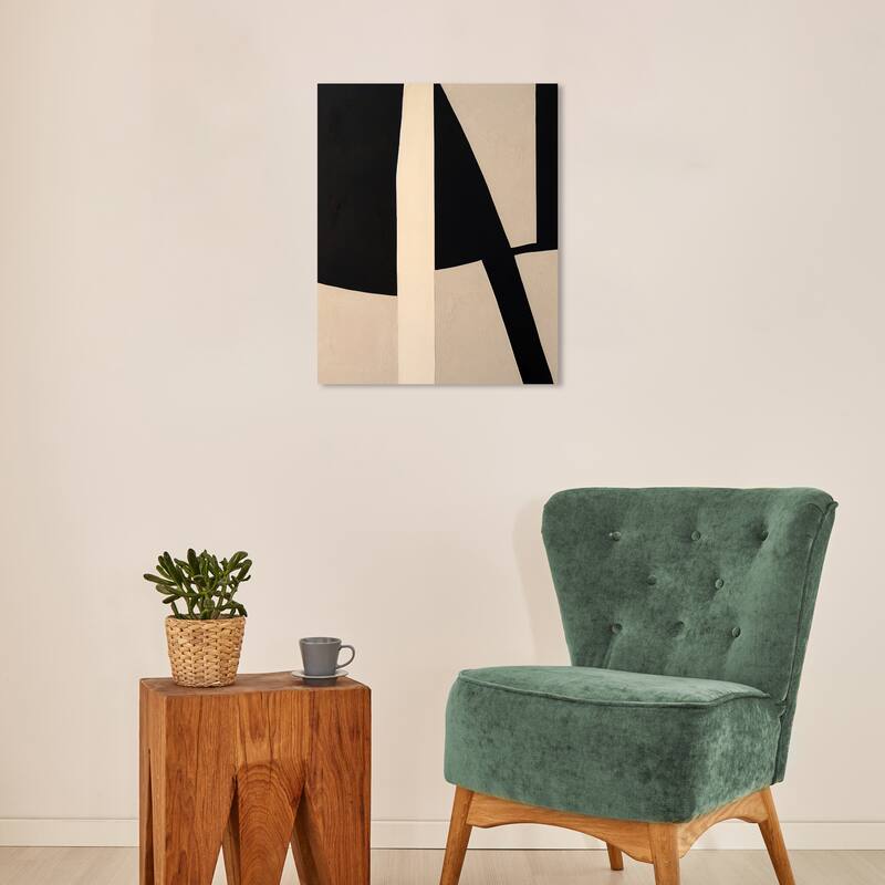 Wynwood Studio Canvas Abstract Mat in Earthtones Black and Tan Modern & Contemporary Wall Art Canvas Print - 16 x 20