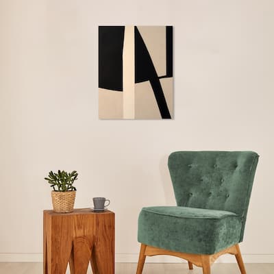 Wynwood Studio Canvas Abstract Mat in Earthtones Black and Tan Modern & Contemporary Wall Art Canvas Print