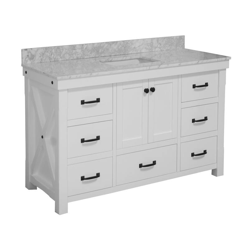 KitchenBathCollection Tuscany 60" Single Bathroom Vanity with Carrara Marble Top