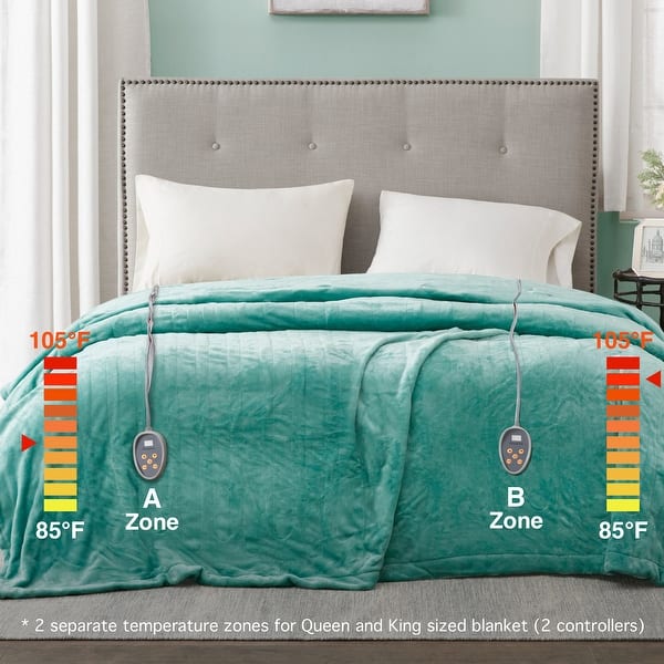 dimension image slide 4 of 10, Beautyrest Heated Plush Secure Comfort Blanket