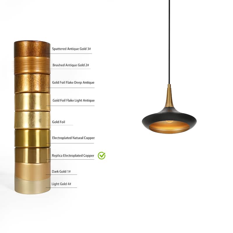 Conia Modern 1-Light Black Gold Pendant Lights for Kitchen Island - 9" D x 8.3" H