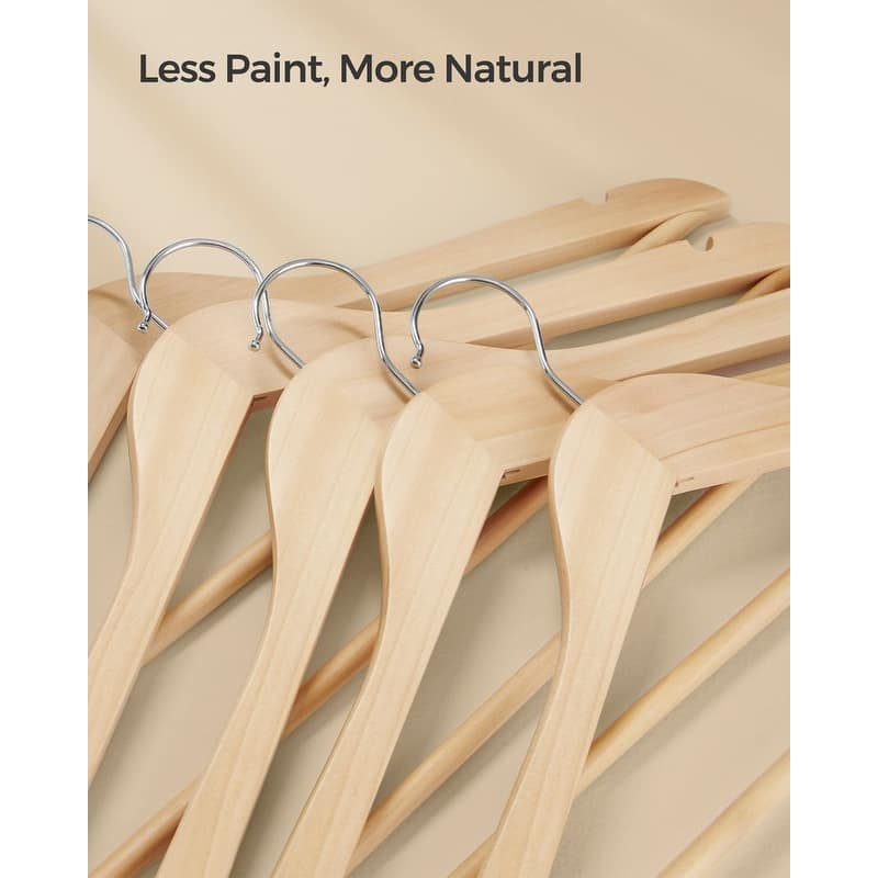 Beige Wooden Hangers with Chrome Swivel Hook Perfect for Coats Jackets Sweaters or Dresses