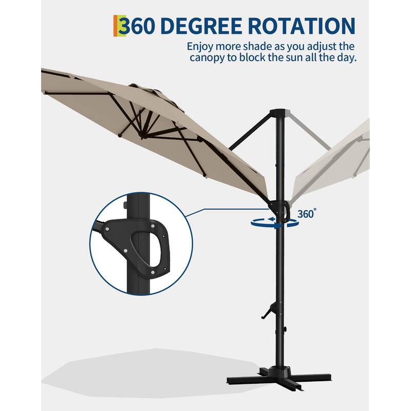 10FT Outdoor Cantilever Umbrella Patio Umbrella with Base