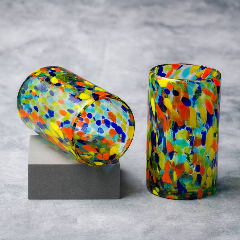 10 Strawberry Street Carnival Handblown Mexican Glass, Sets of 6